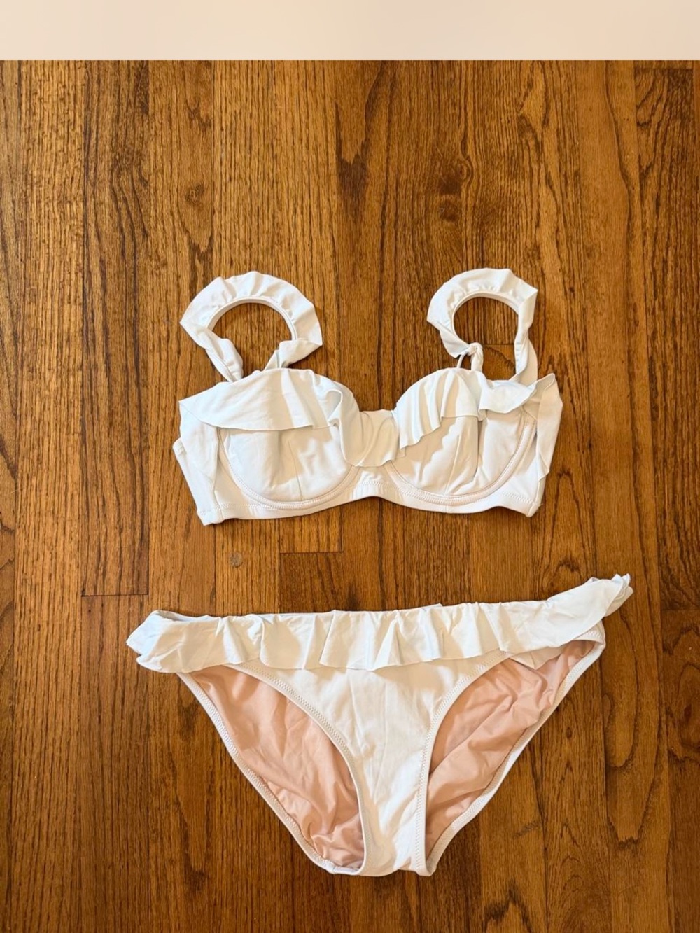 J. Crew White Ruffle Bikini Set